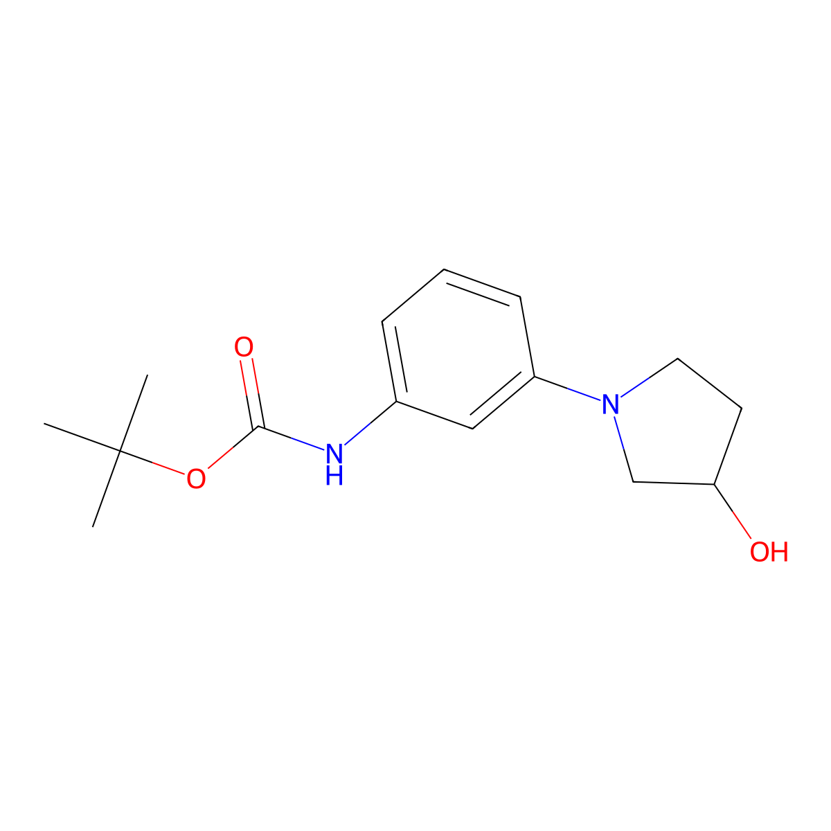 tert-butyl N-[3-(3-hydroxypyrrolidin-1-yl)phenyl]carbamate molecular structure, CAS 2413883-91-5