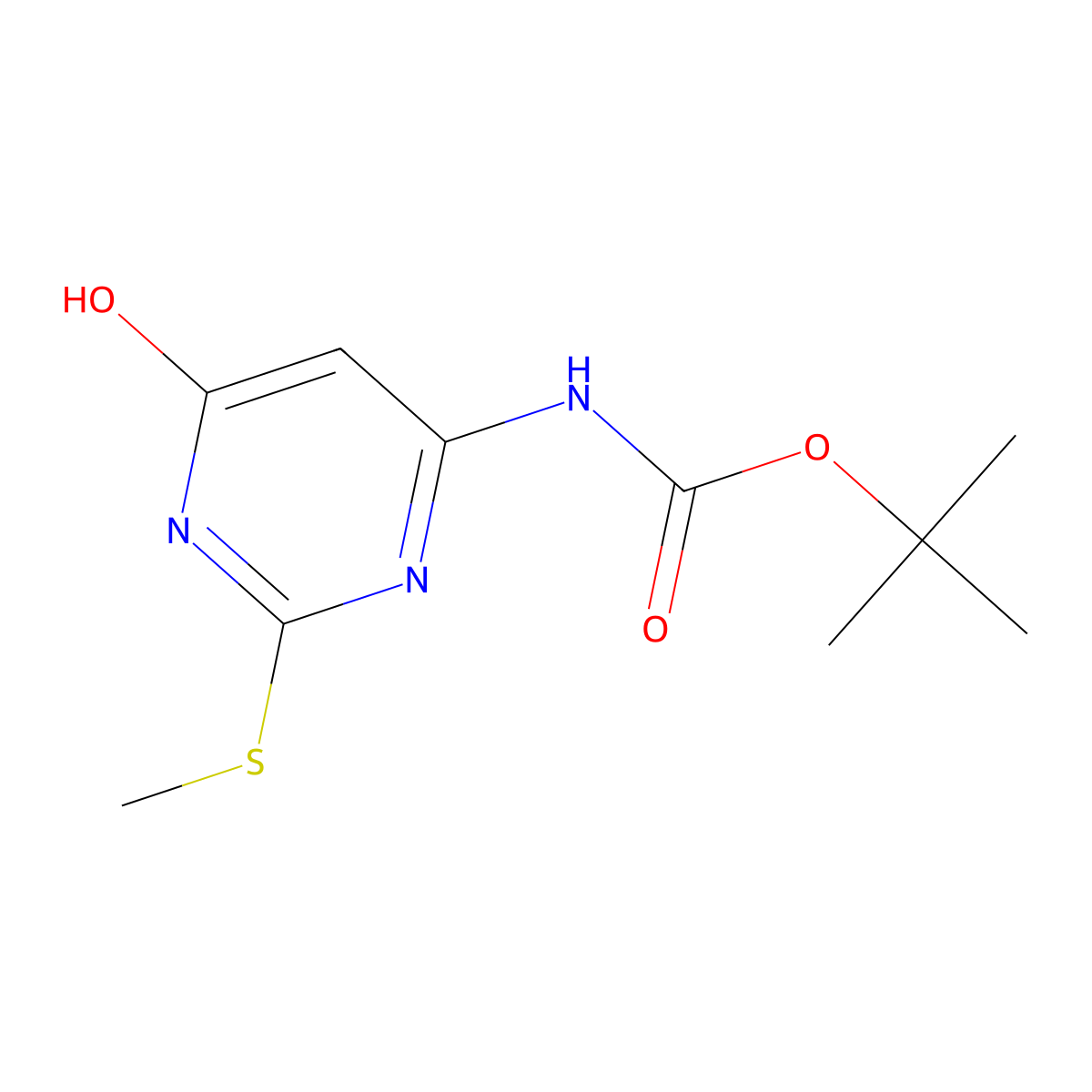 tert-butyl N-[6-hydroxy-2-(methylsulfanyl)pyrimidin-4-yl]carbamate molecular structure, CAS 2413883-97-1