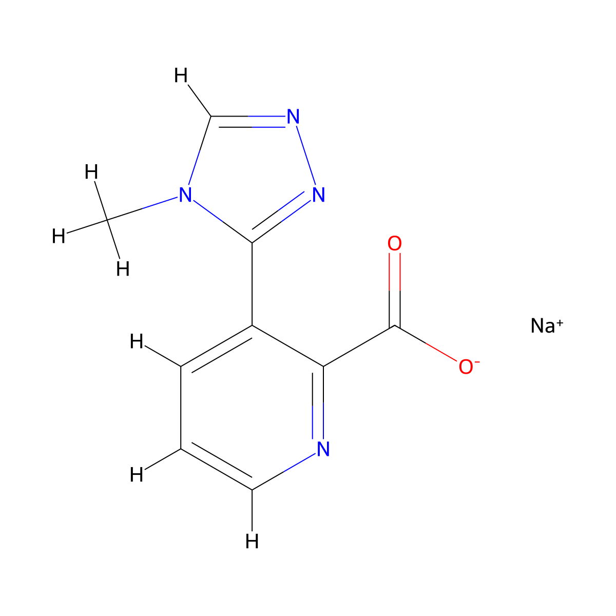 sodium 3-(4-methyl-4H-1,2,4-triazol-3-yl)pyridine-2-carboxylate molecular structure, CAS 2413883-98-2
