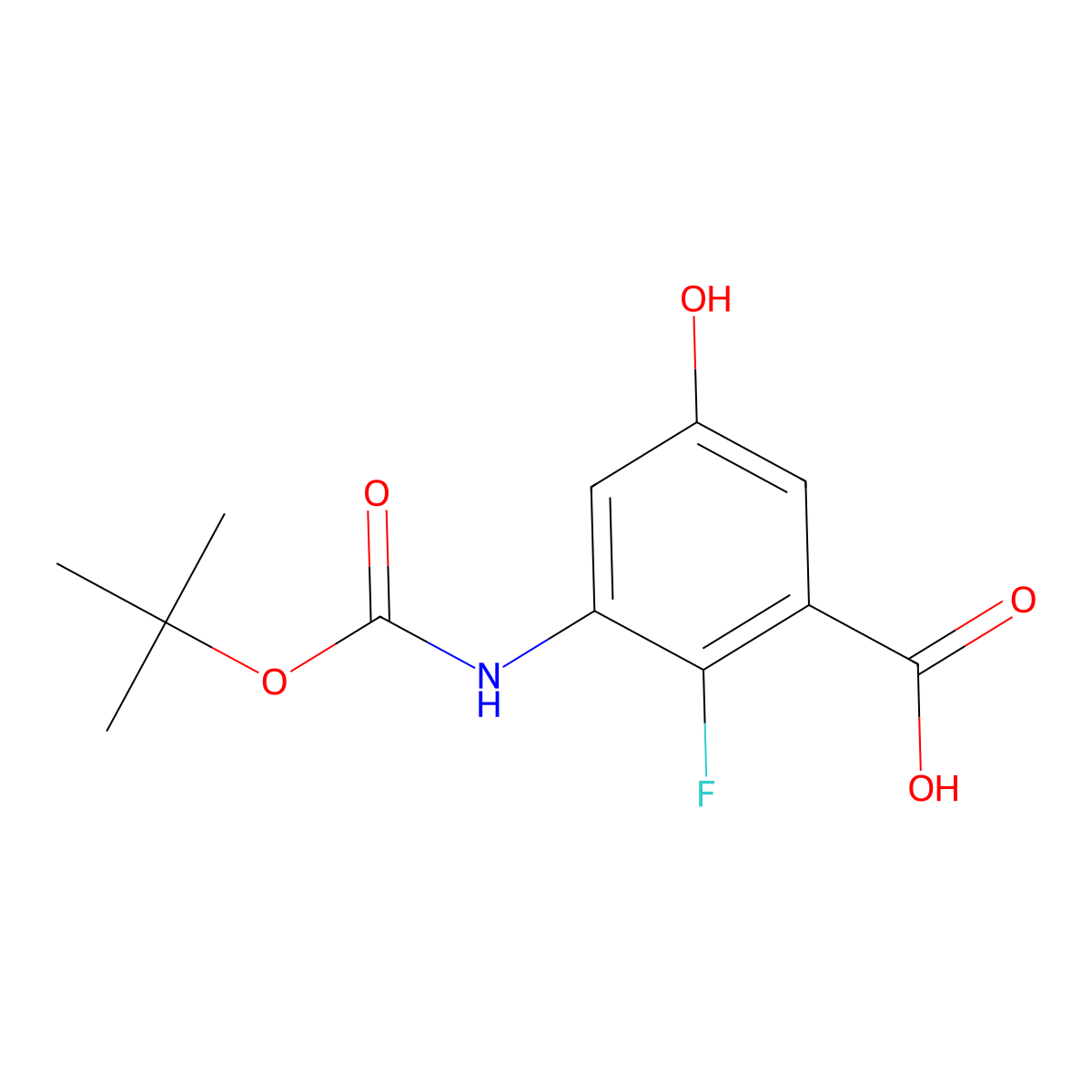3-{[(Tert-butoxy)carbonyl]amino}-2-fluoro-5-hydroxybenzoic acid molecular structure, CAS 2413884-01-0
