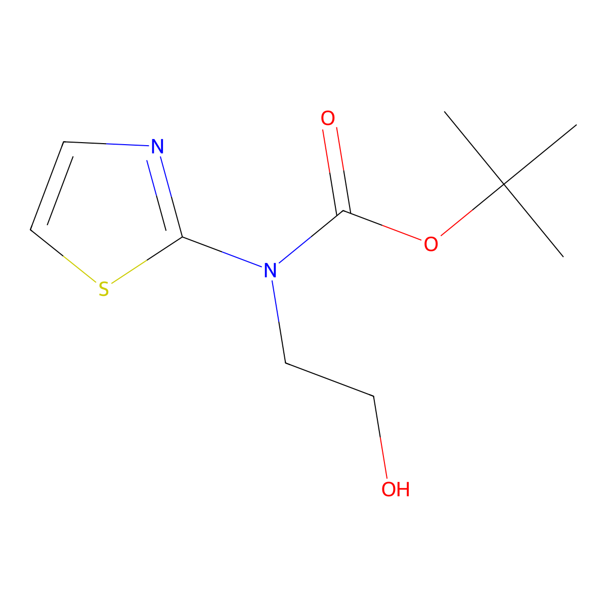 tert-butyl N-(2-hydroxyethyl)-N-(1,3-thiazol-2-yl)carbamate molecular structure, CAS 2413884-10-1