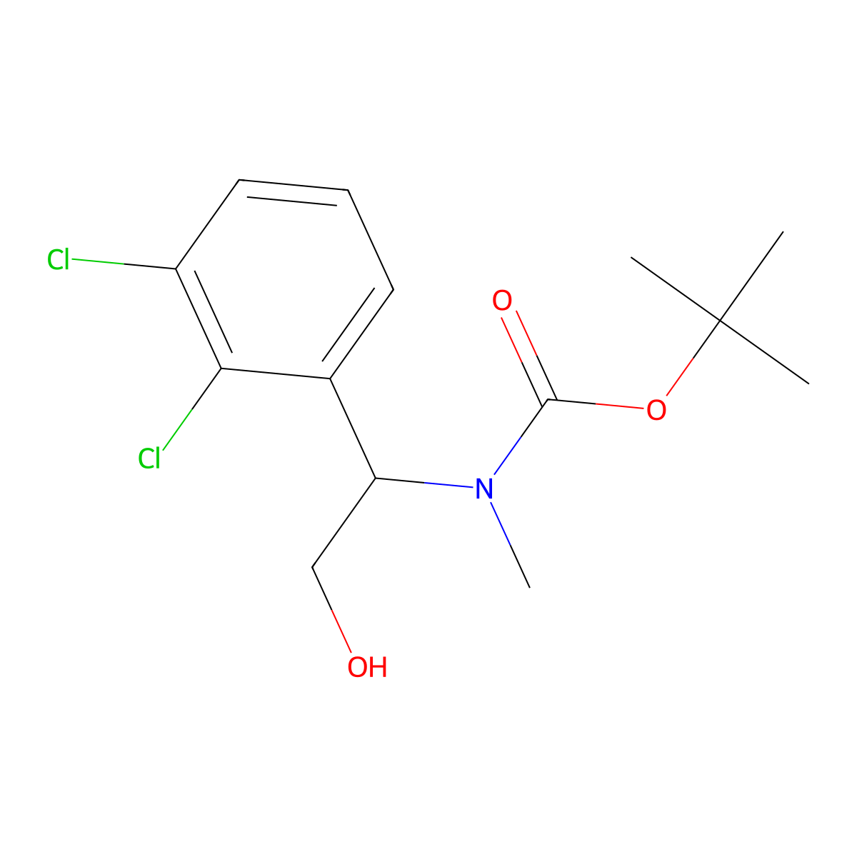 tert-butyl N-[1-(2,3-dichlorophenyl)-2-hydroxyethyl]-N-methylcarbamate molecular structure, CAS 2413884-26-9