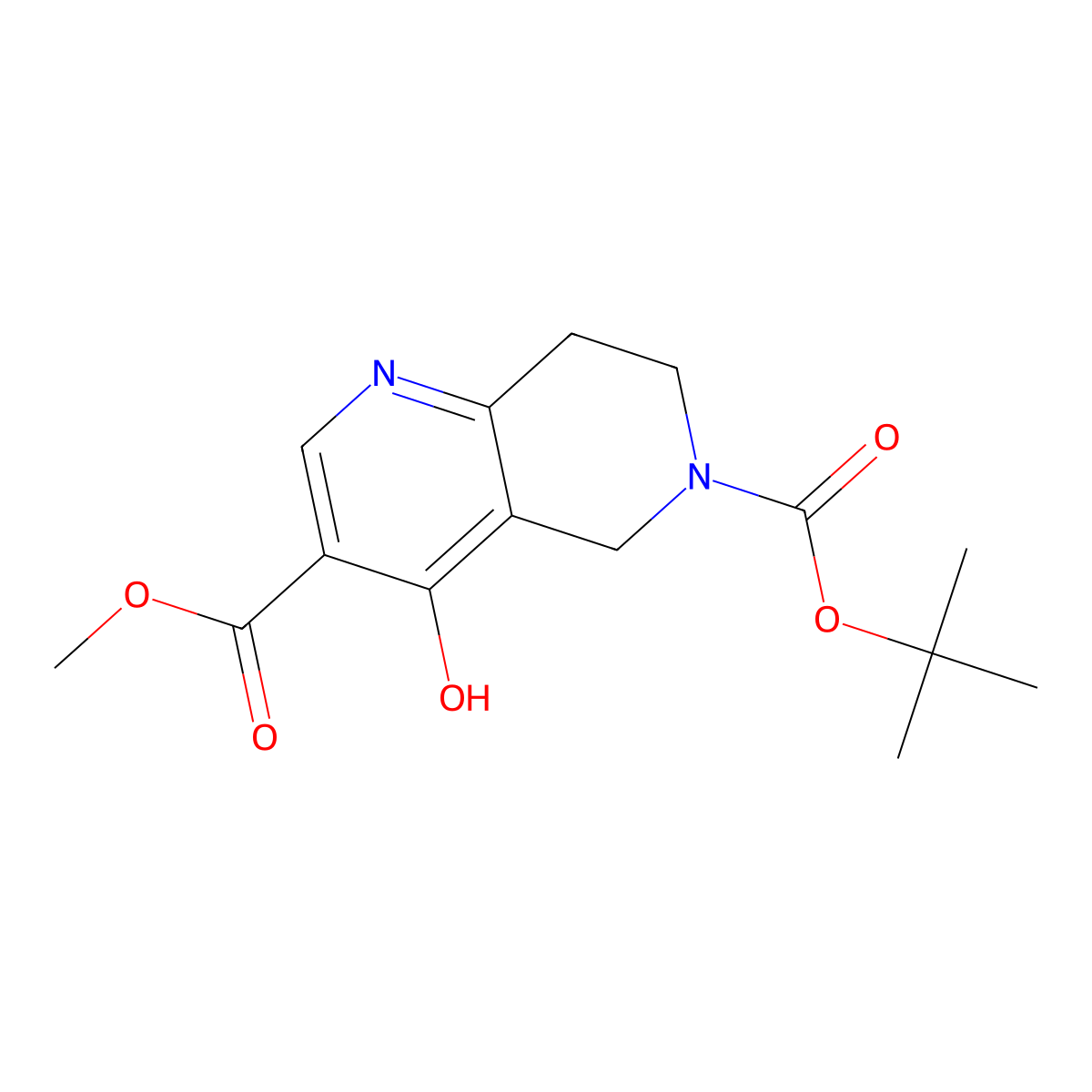 6-Tert-butyl 3-methyl 4-hydroxy-5,6,7,8-tetrahydro-1,6-naphthyridine-3,6-dicarboxylate molecular structure, CAS 2413884-35-0