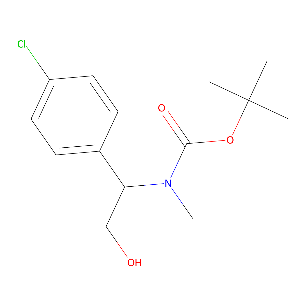 tert-butyl N-[1-(4-chlorophenyl)-2-hydroxyethyl]-N-methylcarbamate molecular structure, CAS 2413884-41-8