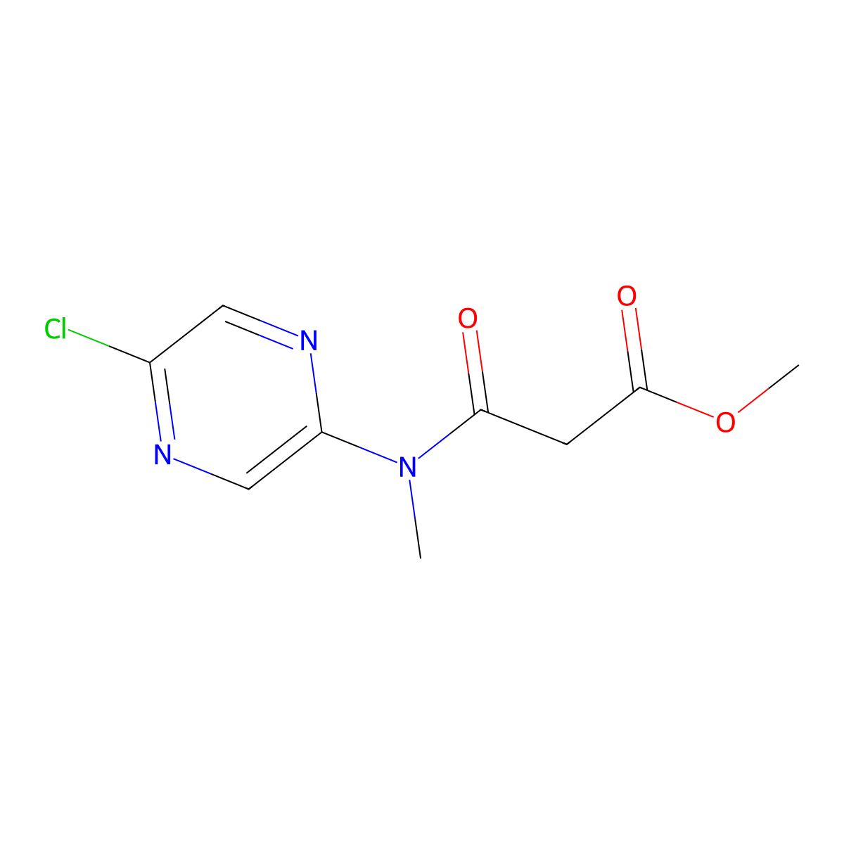 Methyl 2-[(5-chloropyrazin-2-yl)(methyl)carbamoyl]acetate molecular structure, CAS 2413884-46-3