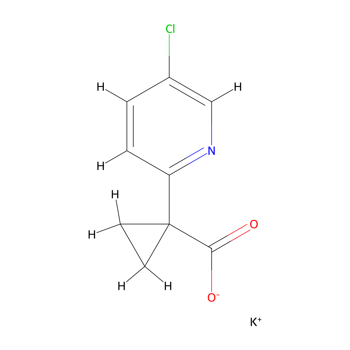 Potassium 1-(5-chloropyridin-2-yl)cyclopropane-1-carboxylate molecular structure, CAS 2413884-49-6