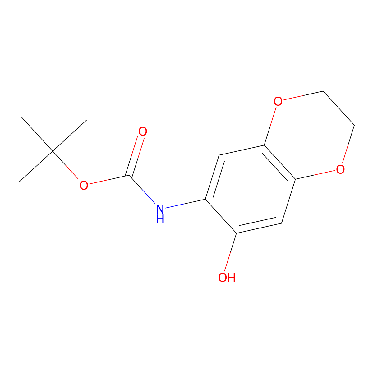 tert-butyl N-(7-hydroxy-2,3-dihydro-1,4-benzodioxin-6-yl)carbamate molecular structure, CAS 2413884-90-7