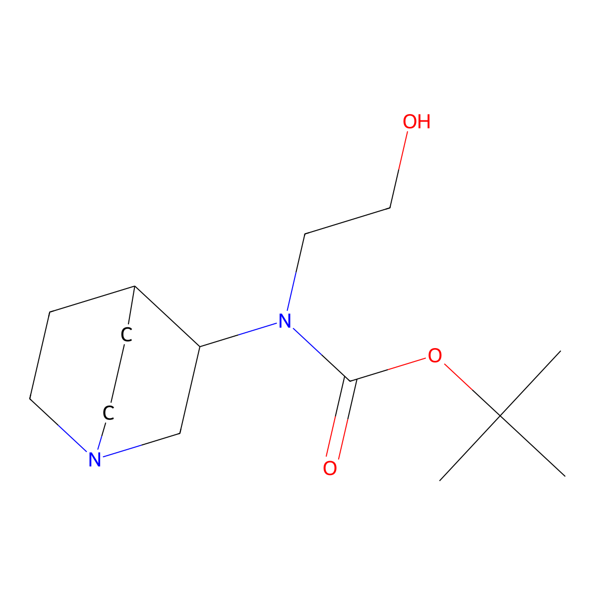 tert-butyl N-{1-azabicyclo[2.2.2]octan-3-yl}-N-(2-hydroxyethyl)carbamate molecular structure, CAS 2413885-05-7
