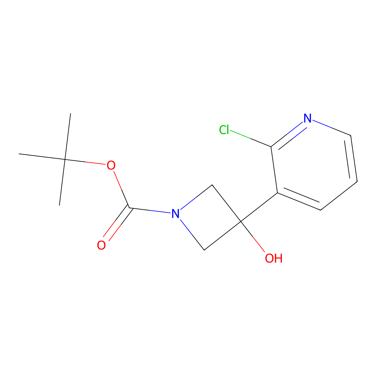 1,1-Dimethylethyl 3-(2-chloro-3-pyridinyl)-3-hydroxy-1-azetidinecarboxylate molecular structure, CAS 2413885-16-0