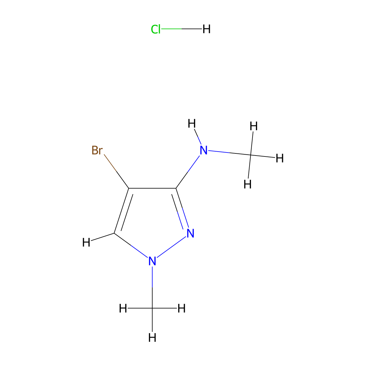 4-bromo-N,1-dimethyl-1H-pyrazol-3-amine hydrochloride molecular structure, CAS 2413885-44-4