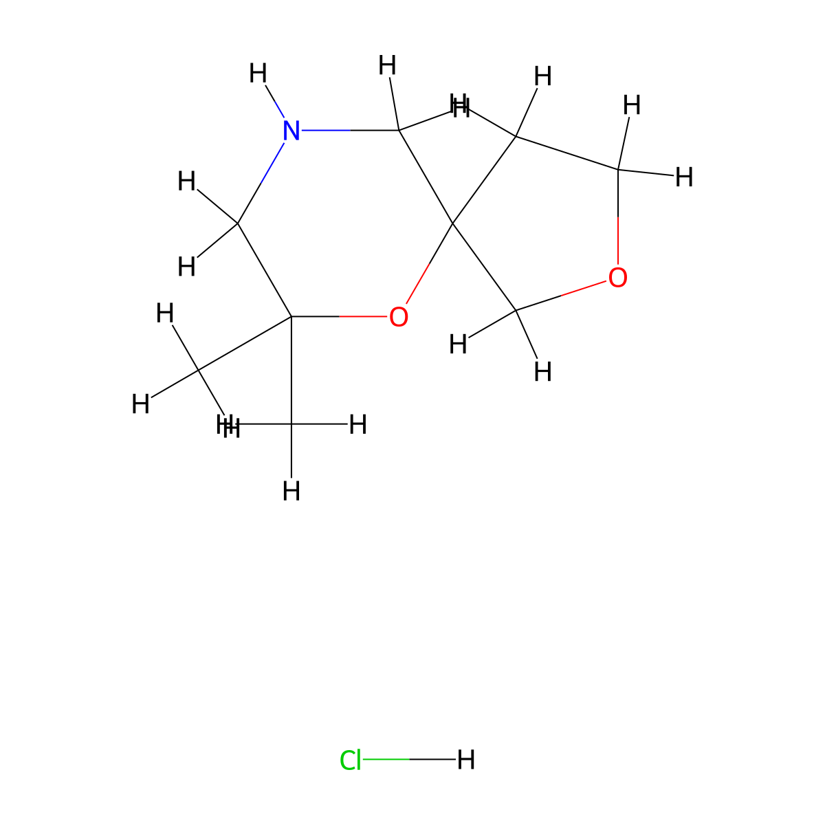 7,7-Dimethyl-2,6-dioxa-9-azaspiro(4.5)decane hydrochloride molecular structure, CAS 2413885-56-8