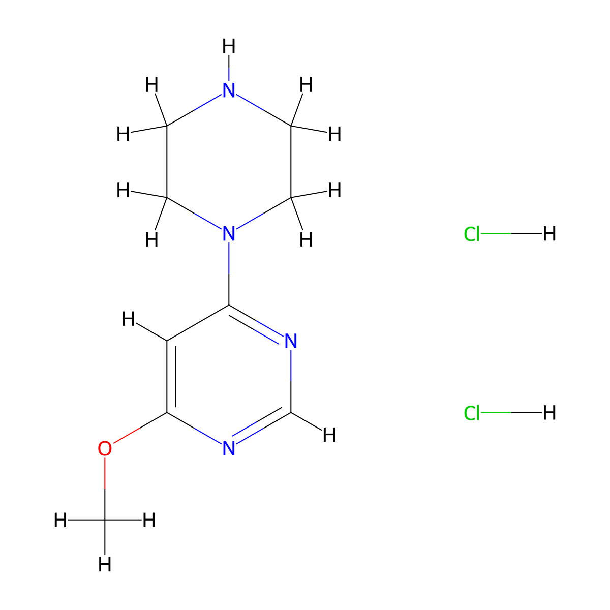 4-Methoxy-6-(piperazin-1-yl)pyrimidine dihydrochloride molecular structure, CAS 2413885-58-0