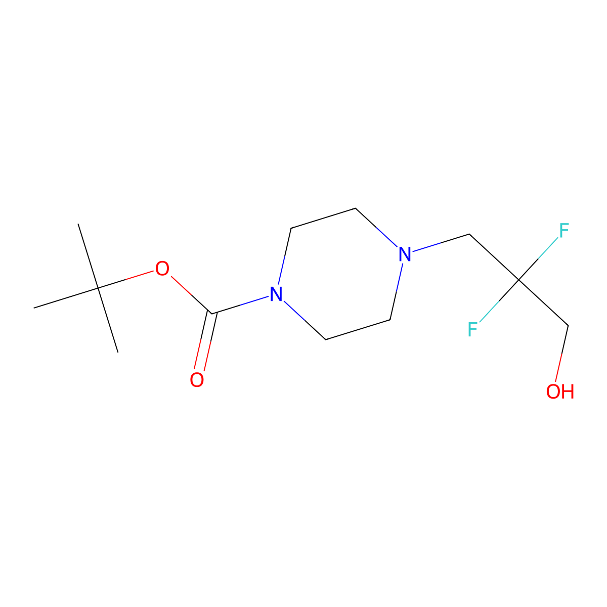 Tert-butyl 4-(2,2-difluoro-3-hydroxypropyl)piperazine-1-carboxylate molecular structure, CAS 2413885-66-0