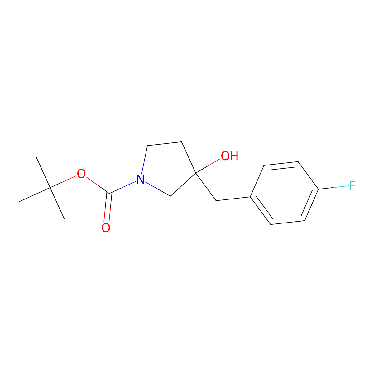 Tert-butyl 3-[(4-fluorophenyl)methyl]-3-hydroxypyrrolidine-1-carboxylate molecular structure, CAS 2413885-68-2