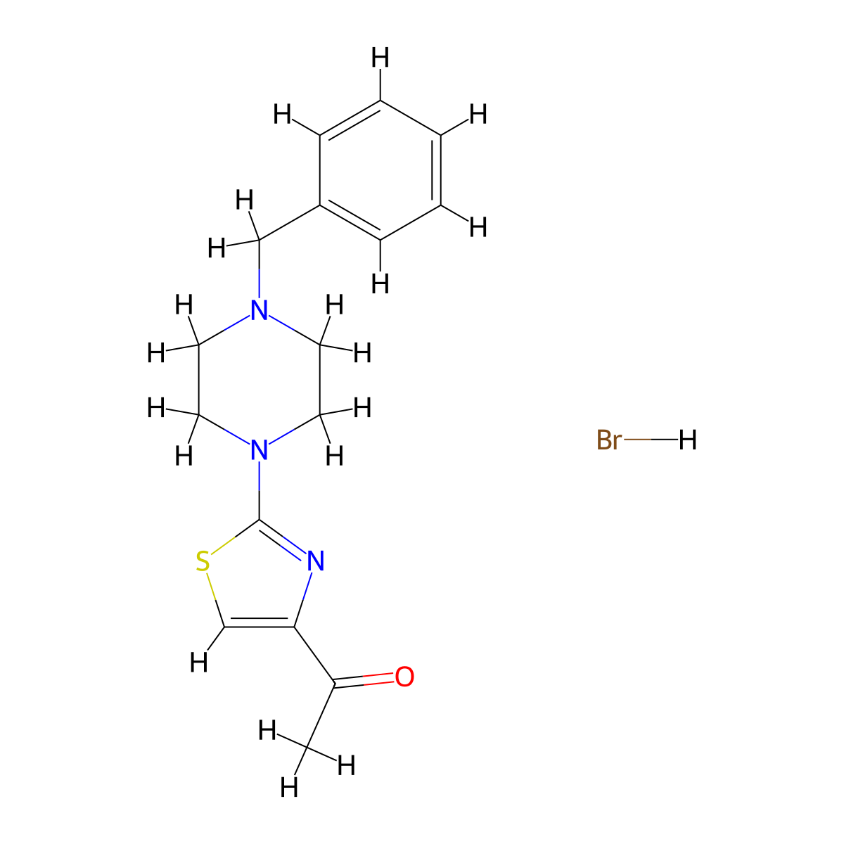 1-[2-(4-Benzylpiperazin-1-yl)-1,3-thiazol-4-yl]ethan-1-one hydrobromide molecular structure, CAS 2413885-70-6