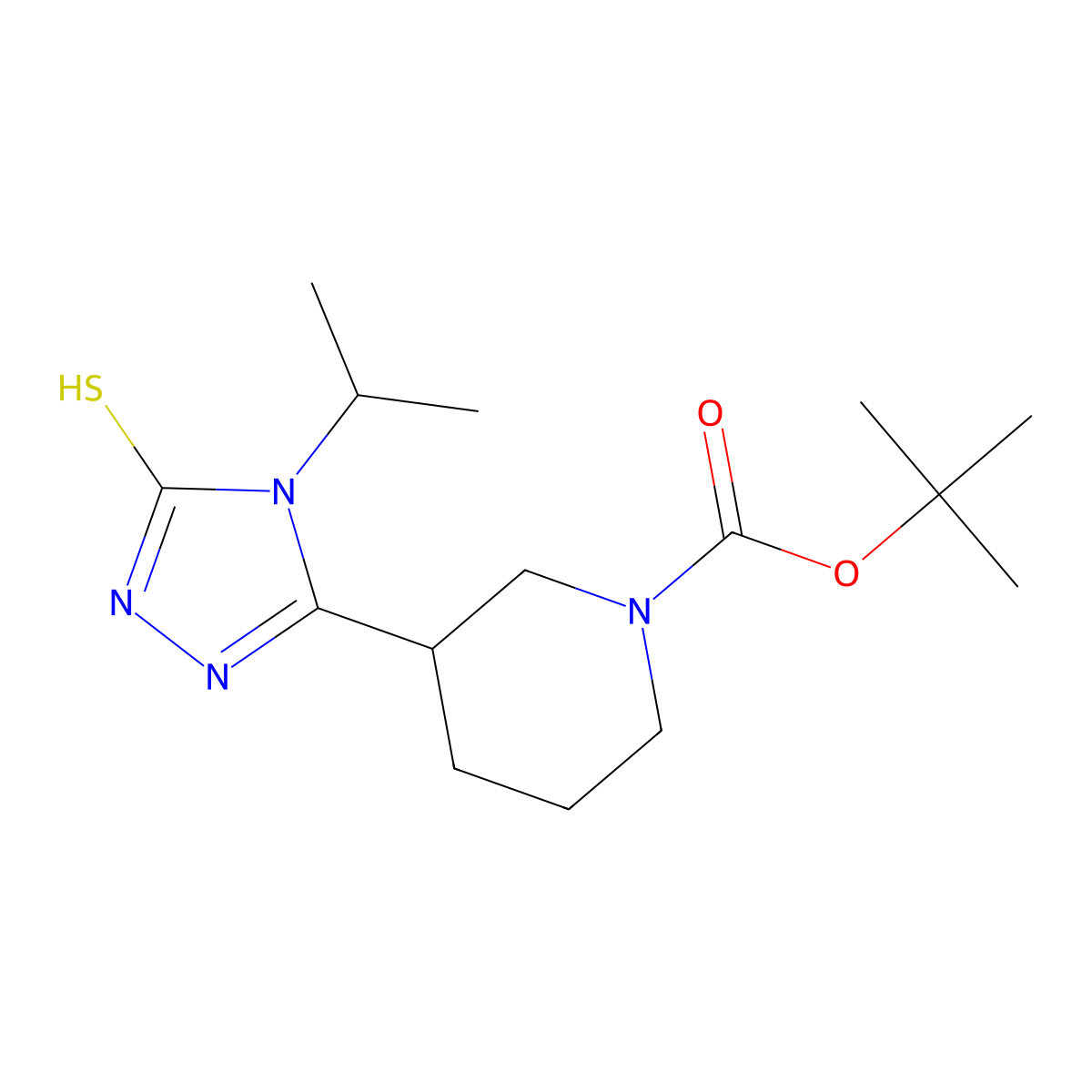 tert-butyl 3-[4-(propan-2-yl)-5-sulfanyl-4H-1,2,4-triazol-3-yl]piperidine-1-carboxylate molecular structure, CAS 2413885-84-2