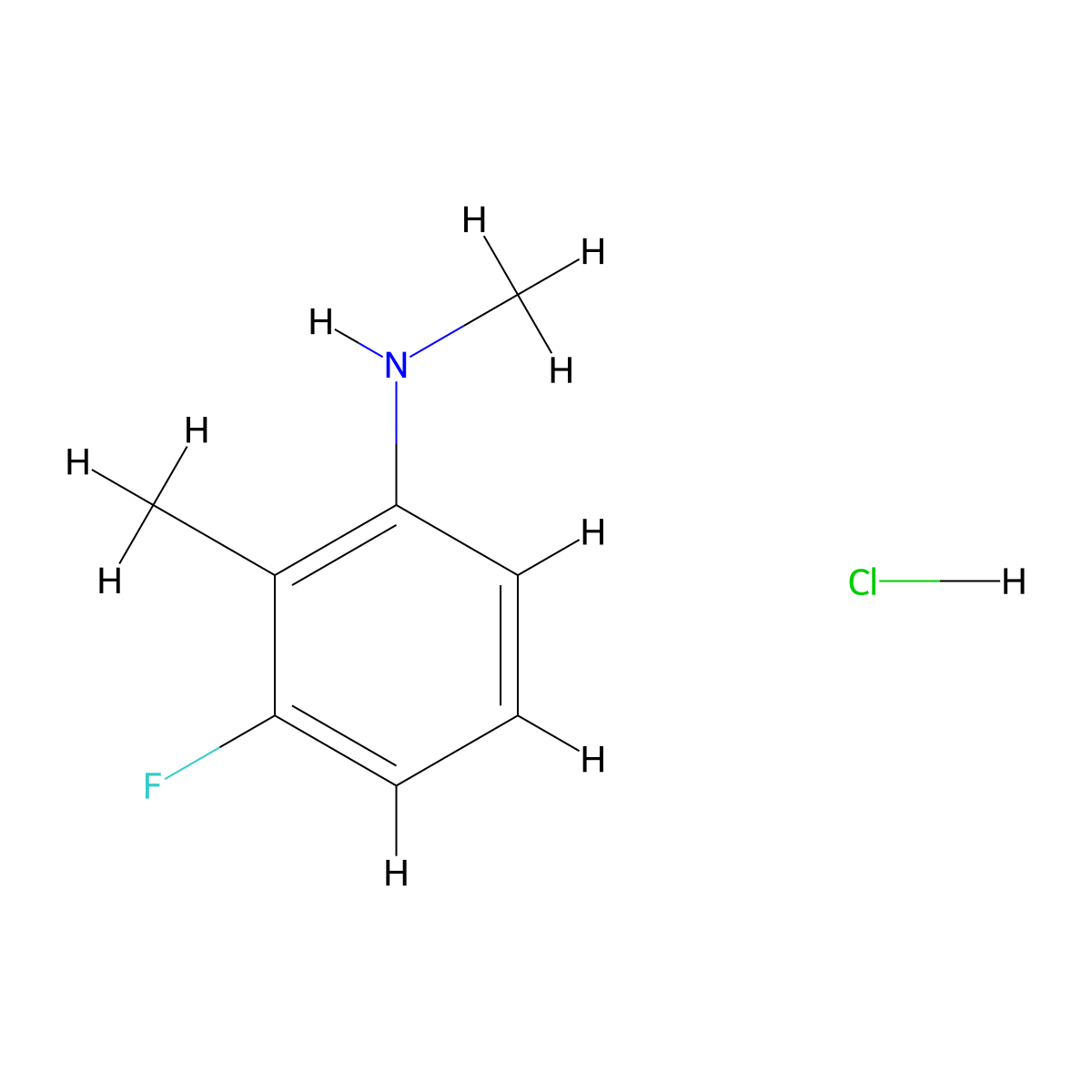 3-fluoro-N,2-dimethylaniline hydrochloride molecular structure, CAS 2413886-09-4