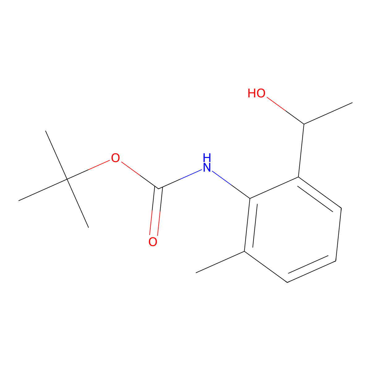tert-butyl N-[2-(1-hydroxyethyl)-6-methylphenyl]carbamate molecular structure, CAS 2413886-24-3