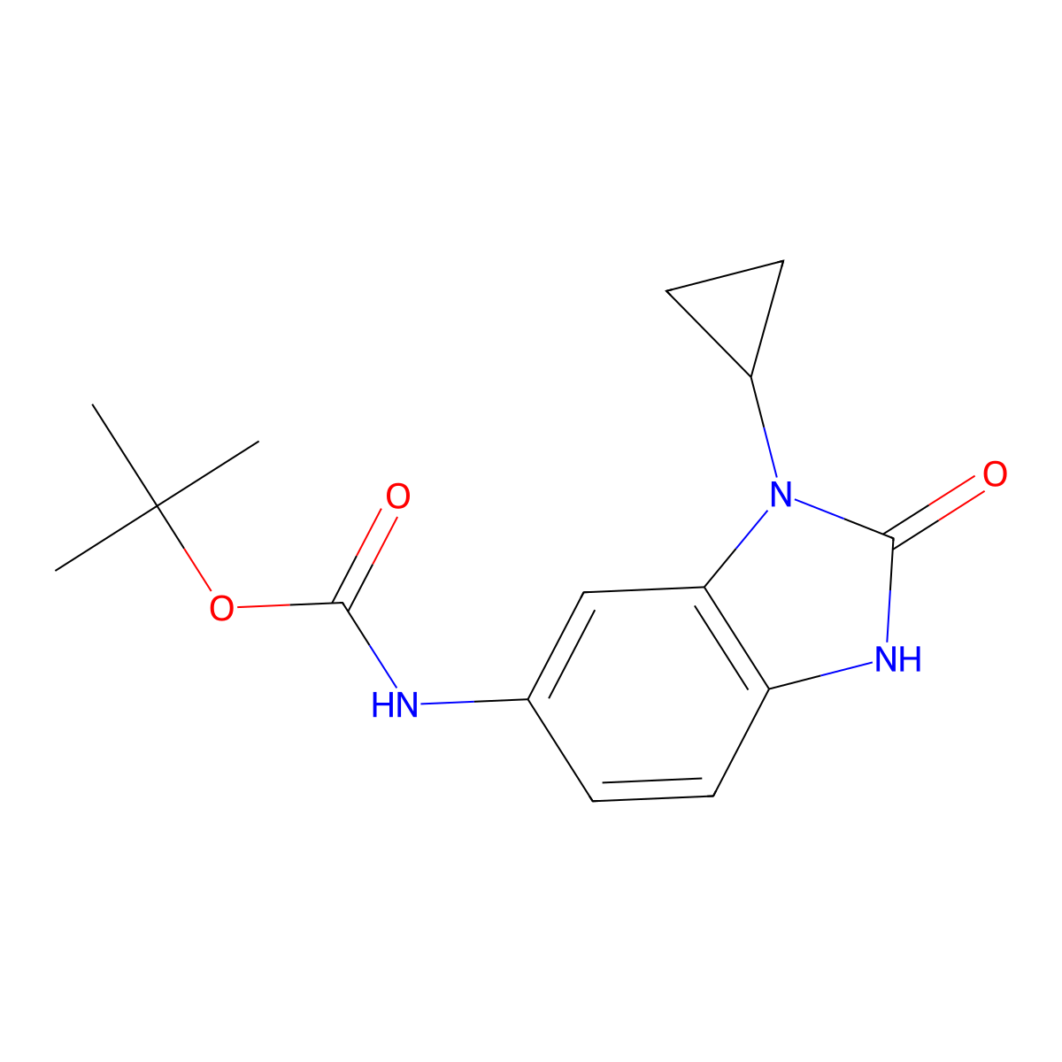 tert-butyl N-(1-cyclopropyl-2-hydroxy-1H-1,3-benzodiazol-6-yl)carbamate molecular structure, CAS 2413886-32-3