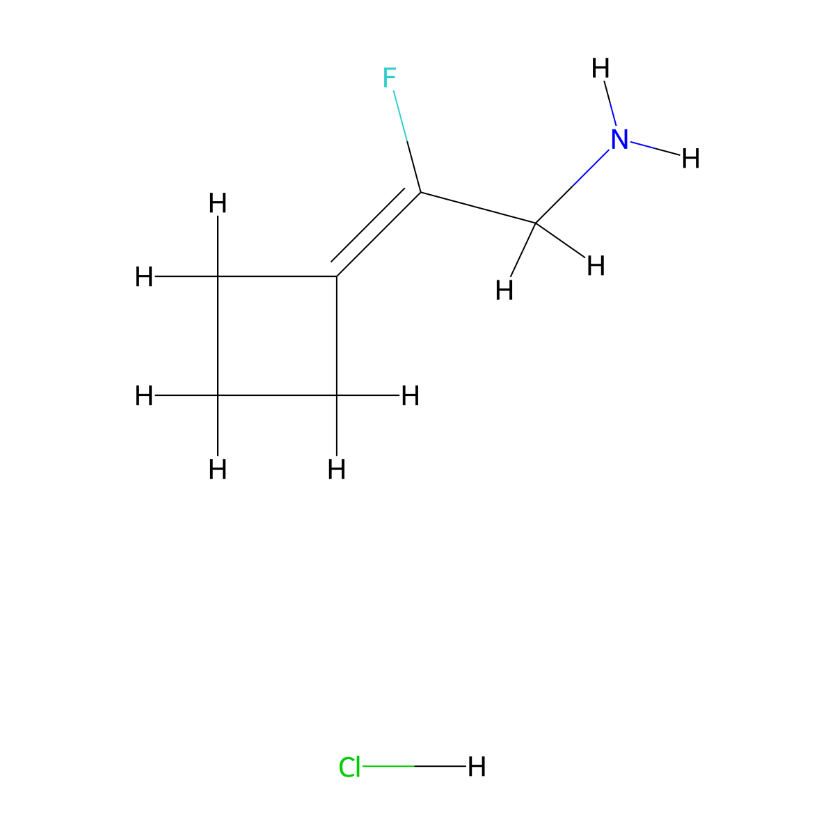 2-Cyclobutylidene-2-fluoroethan-1-amine hydrochloride molecular structure, CAS 2413886-43-6