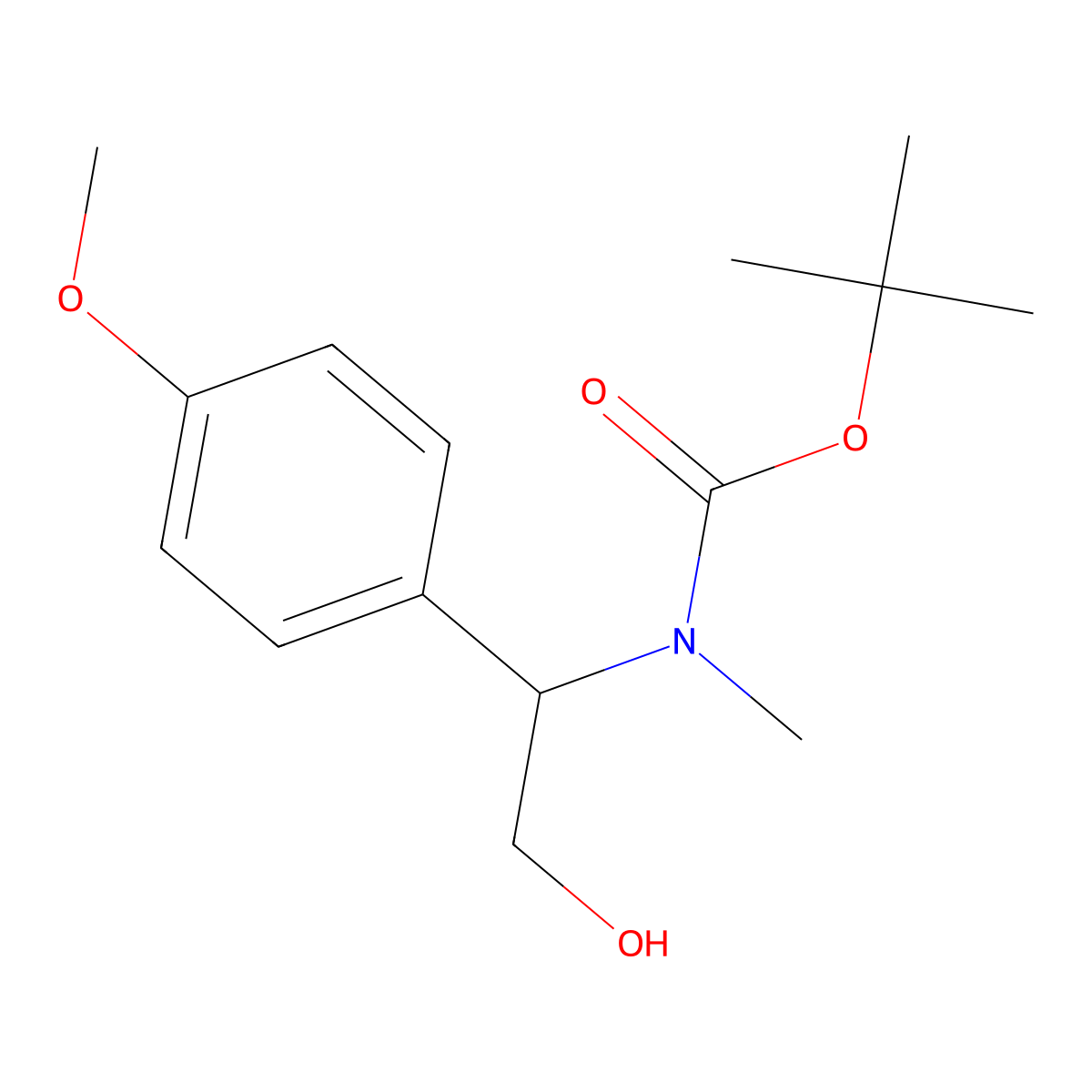 tert-butyl N-[2-hydroxy-1-(4-methoxyphenyl)ethyl]-N-methylcarbamate molecular structure, CAS 2413886-52-7