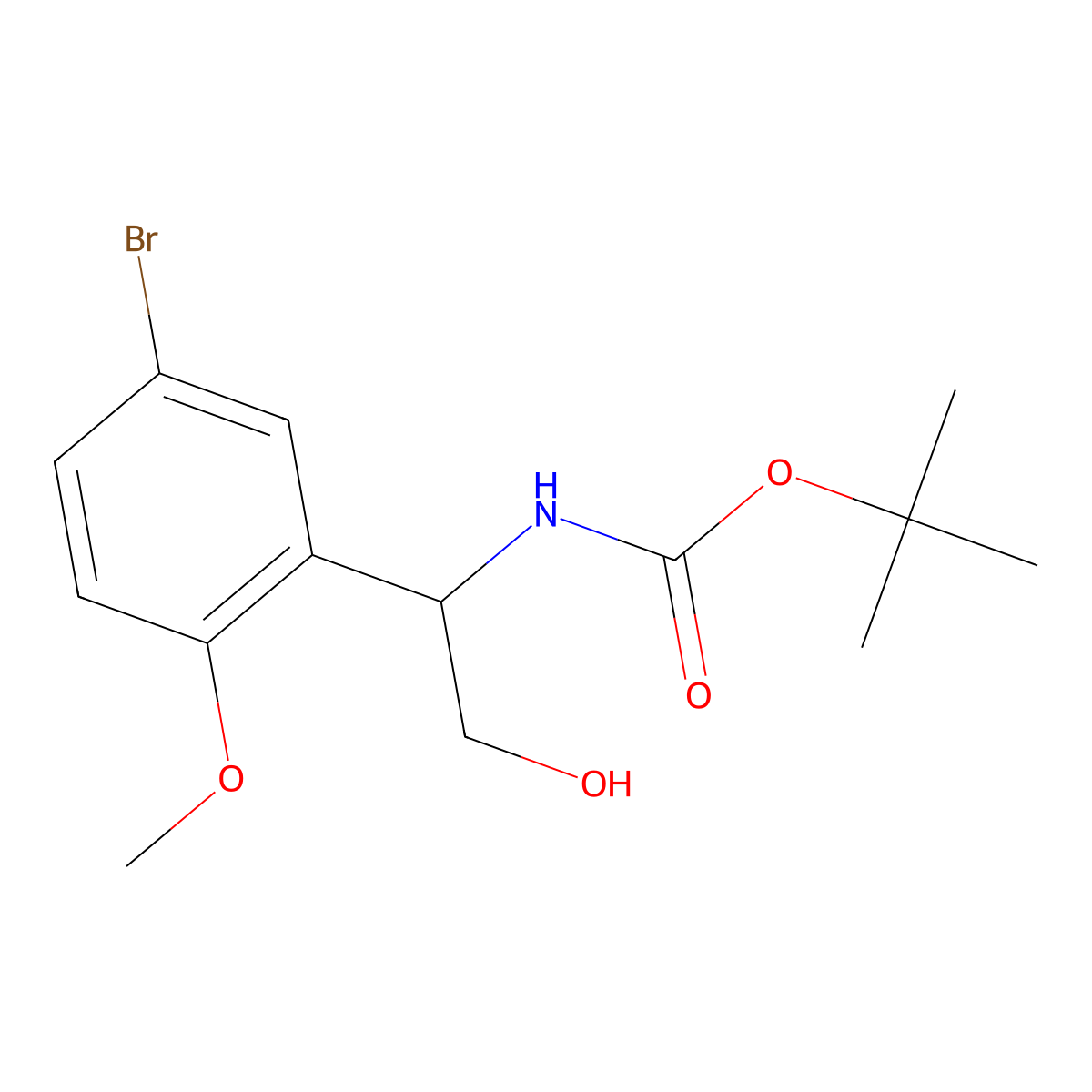 tert-butyl N-[1-(5-bromo-2-methoxyphenyl)-2-hydroxyethyl]carbamate molecular structure, CAS 2413886-64-1
