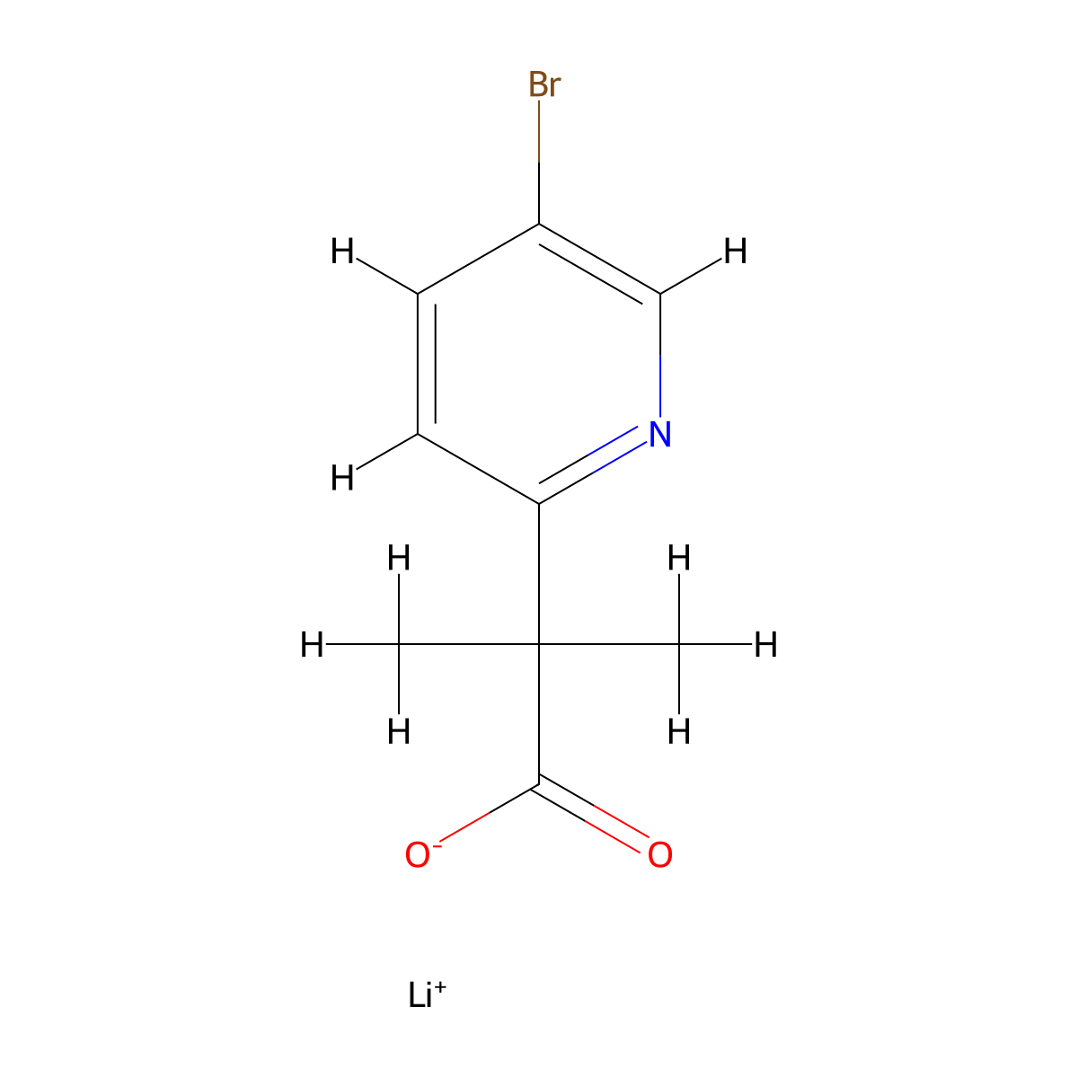 Lithium;2-(5-bromopyridin-2-yl)-2-methylpropanoate molecular structure, CAS 2413886-66-3