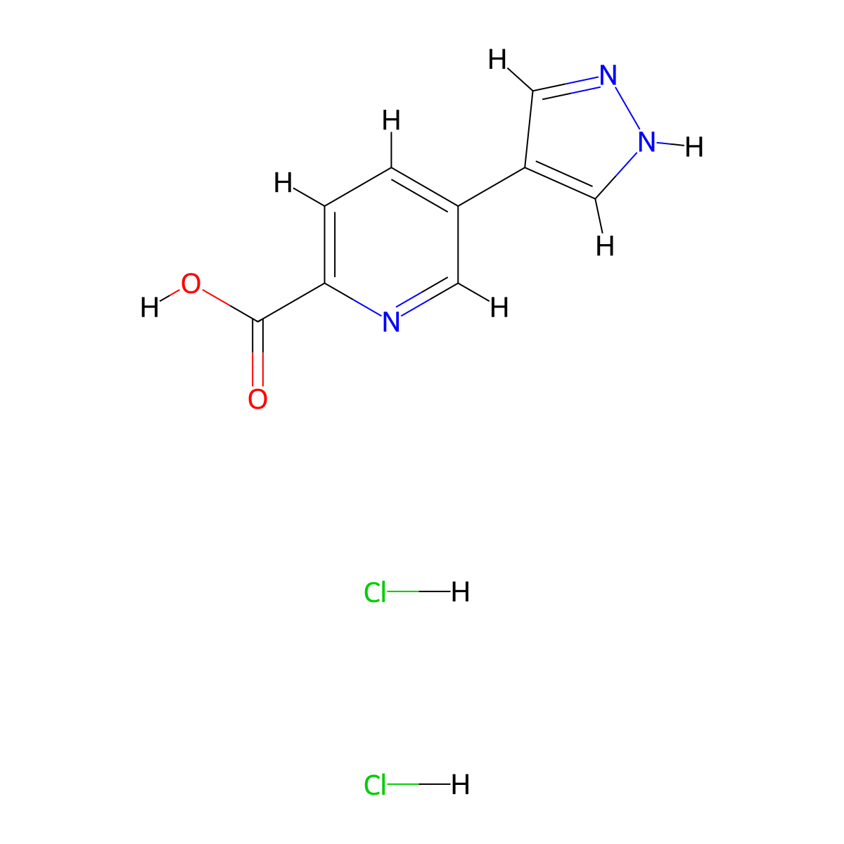 5-(1H-pyrazol-4-yl)pyridine-2-carboxylic acid dihydrochloride molecular structure, CAS 2413886-67-4