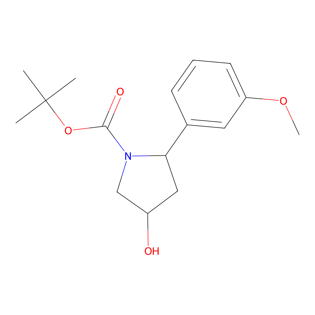 Tert-butyl 4-hydroxy-2-(3-methoxyphenyl)pyrrolidine-1-carboxylate molecular structure, CAS 2413886-68-5