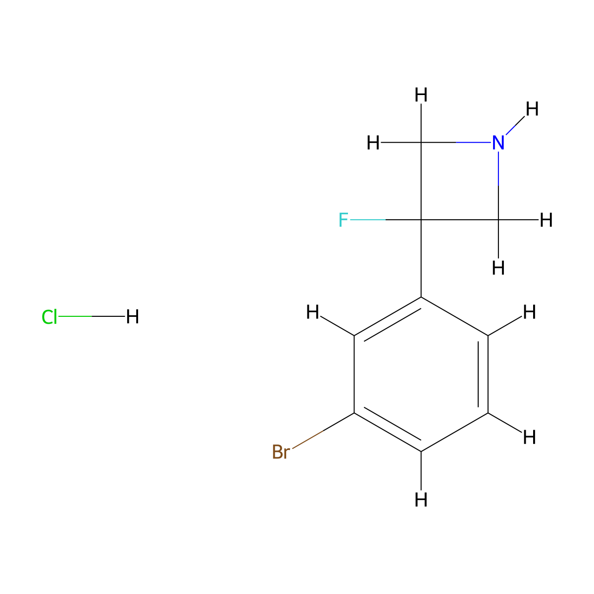 3-(3-Bromophenyl)-3-fluoroazetidine hydrochloride molecular structure, CAS 2413886-71-0