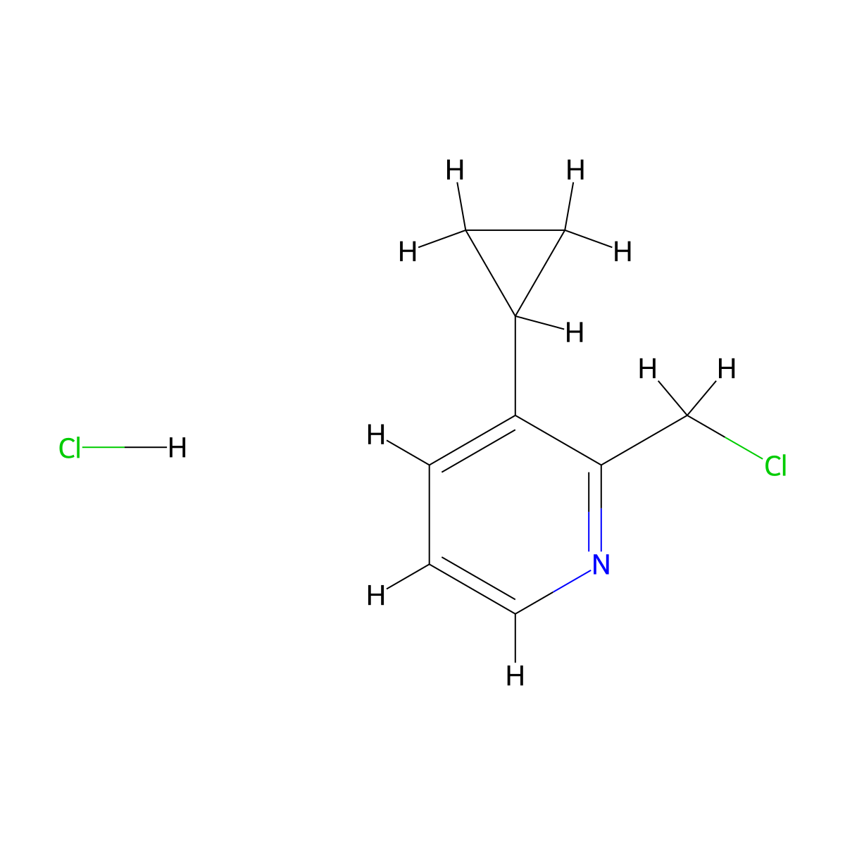 2-(Chloromethyl)-3-cyclopropylpyridine hydrochloride molecular structure, CAS 2413886-85-6