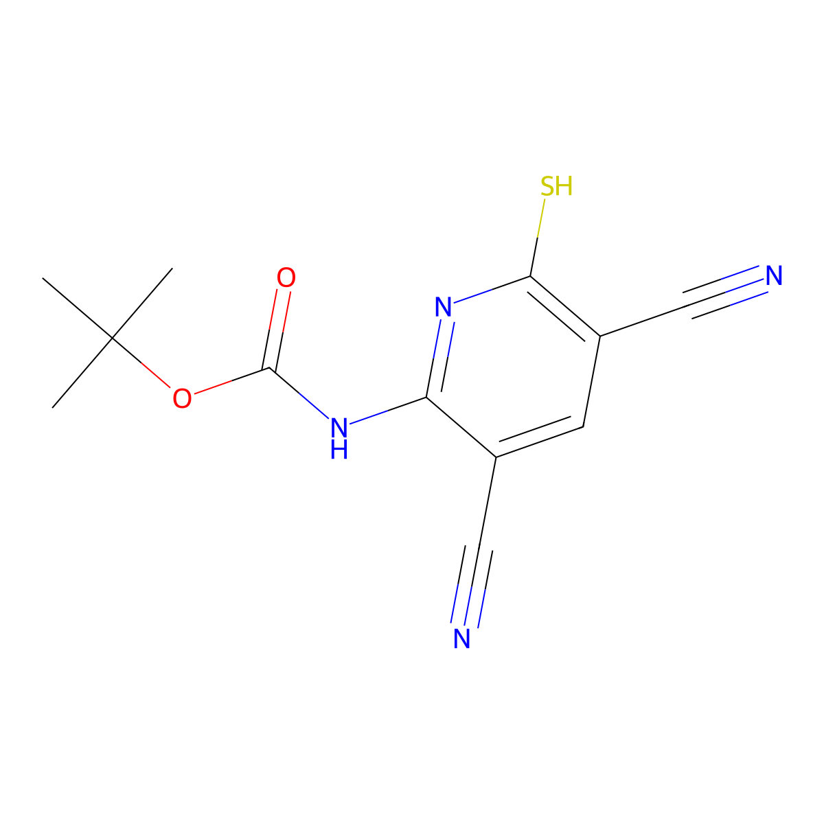 tert-butyl N-(3,5-dicyano-6-sulfanylpyridin-2-yl)carbamate molecular structure, CAS 2413886-95-8