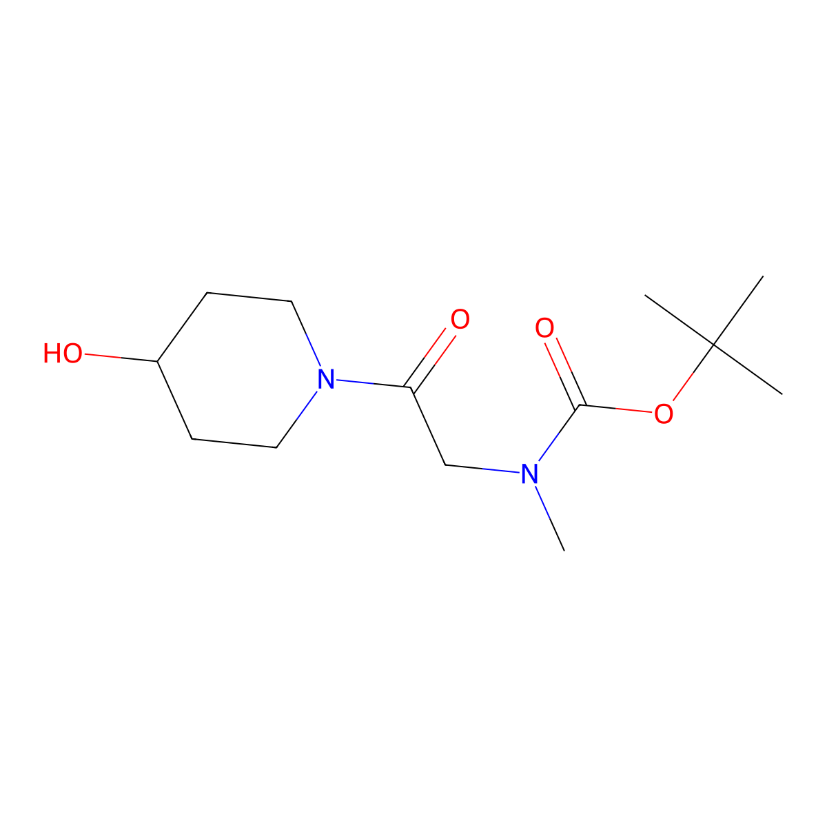 tert-butyl N-[2-(4-hydroxypiperidin-1-yl)-2-oxoethyl]-N-methylcarbamate molecular structure, CAS 2413886-96-9