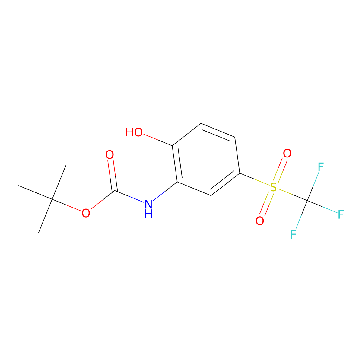 tert-butyl N-(2-hydroxy-5-trifluoromethanesulfonylphenyl)carbamate molecular structure, CAS 2413887-00-8