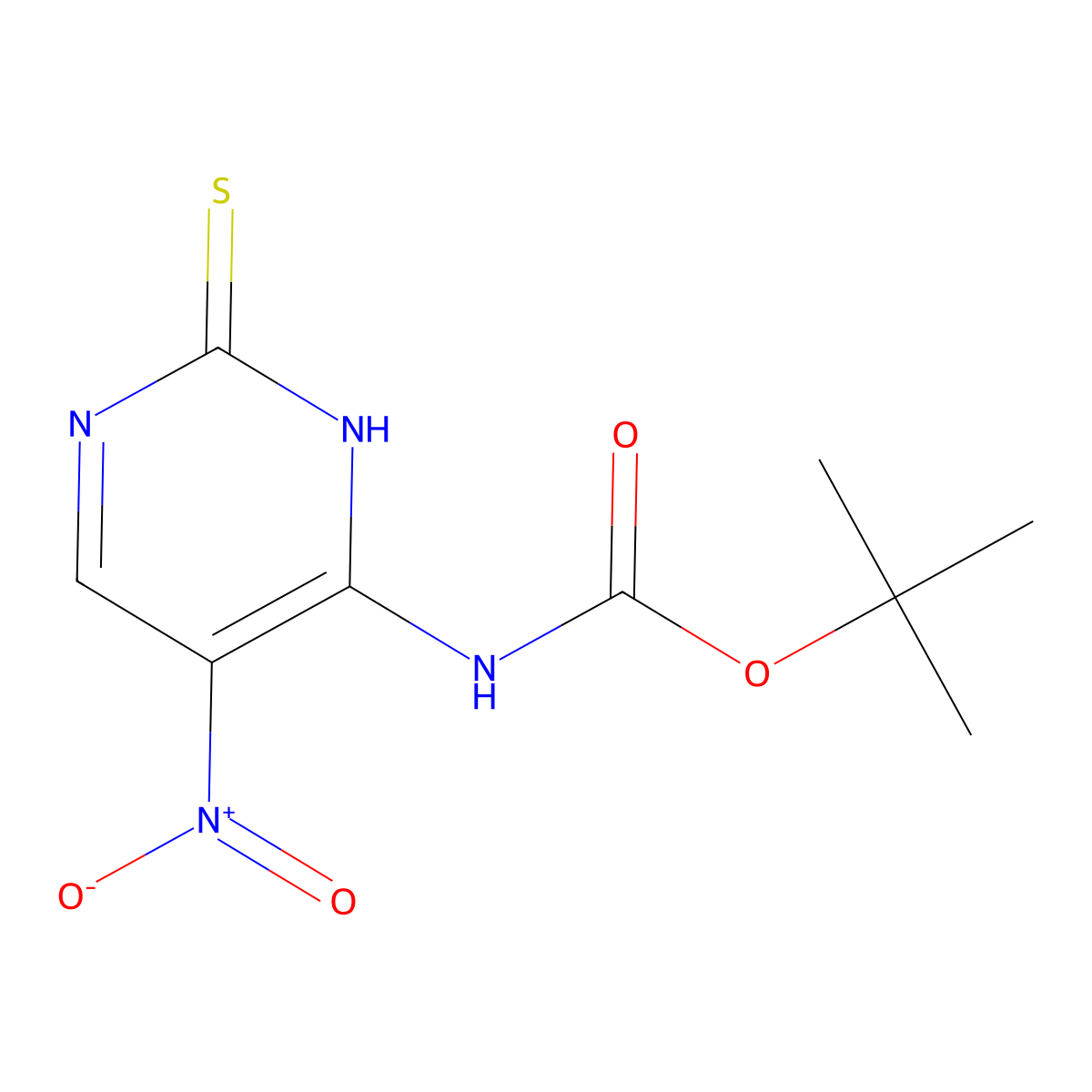 tert-butyl N-(5-nitro-2-sulfanylpyrimidin-4-yl)carbamate molecular structure, CAS 2413887-05-3
