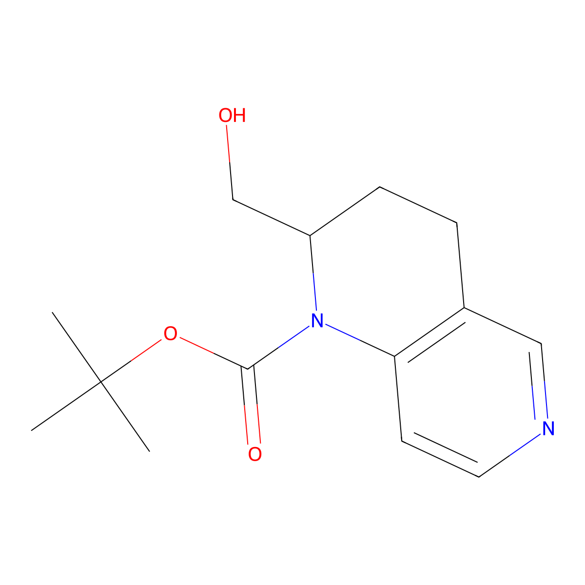 Tert-butyl 2-(hydroxymethyl)-1,2,3,4-tetrahydro-1,6-naphthyridine-1-carboxylate molecular structure, CAS 2413887-06-4