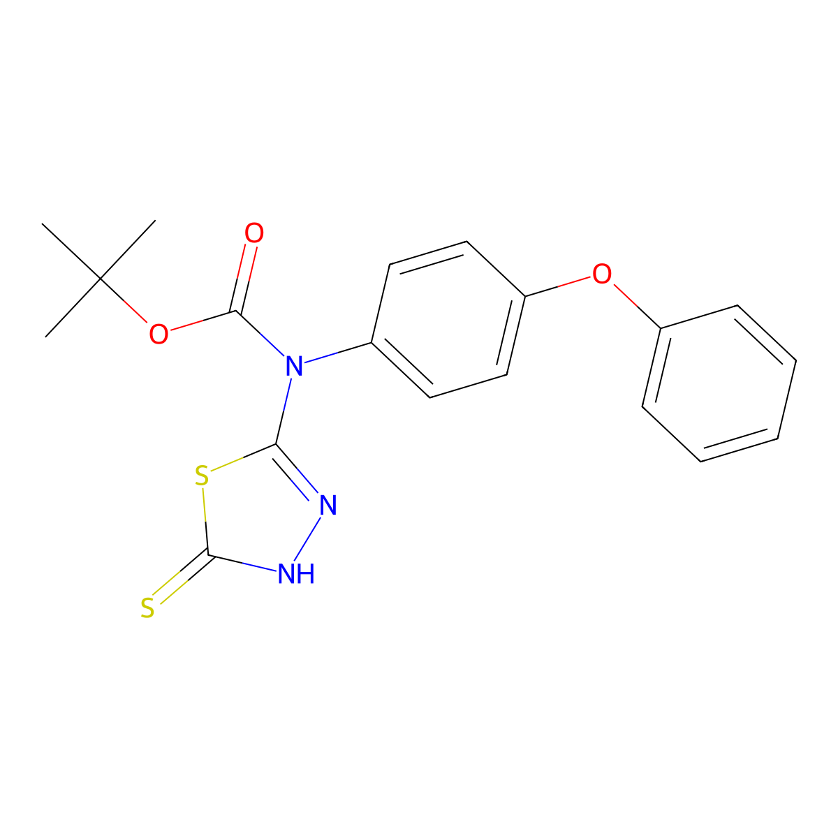 tert-butyl N-(4-phenoxyphenyl)-N-(5-sulfanyl-1,3,4-thiadiazol-2-yl)carbamate molecular structure, CAS 2413887-16-6