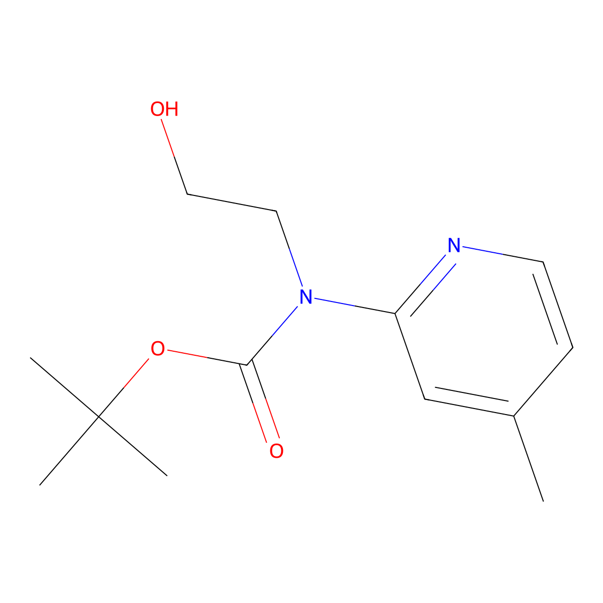 tert-butyl N-(2-hydroxyethyl)-N-(4-methylpyridin-2-yl)carbamate molecular structure, CAS 2413887-32-6
