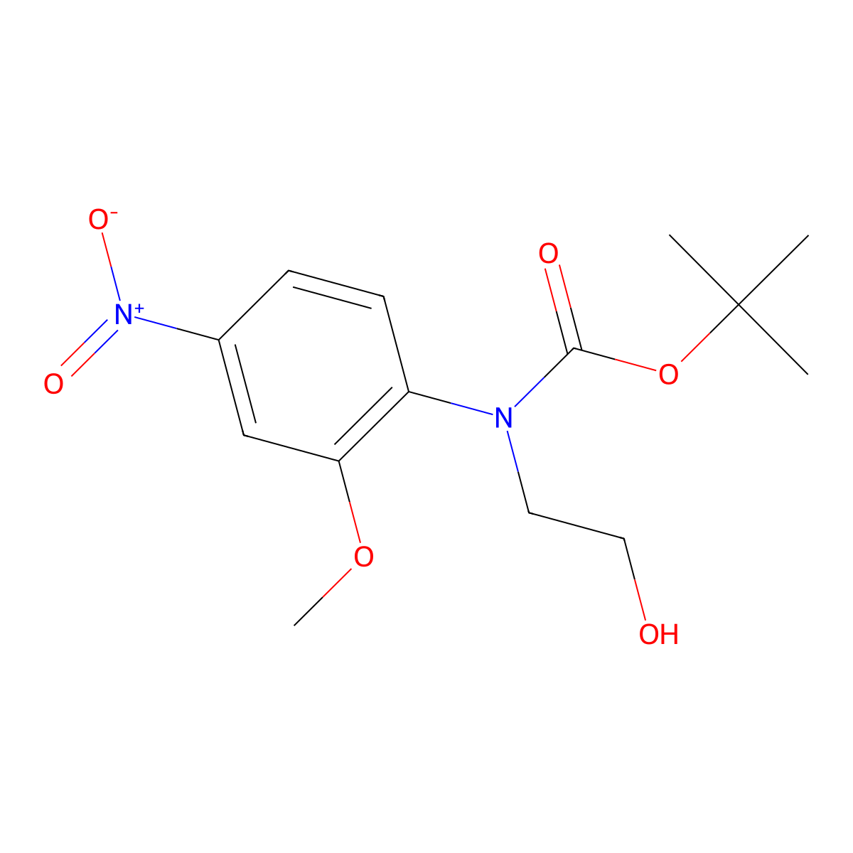 tert-butyl N-(2-hydroxyethyl)-N-(2-methoxy-4-nitrophenyl)carbamate molecular structure, CAS 2413896-05-4
