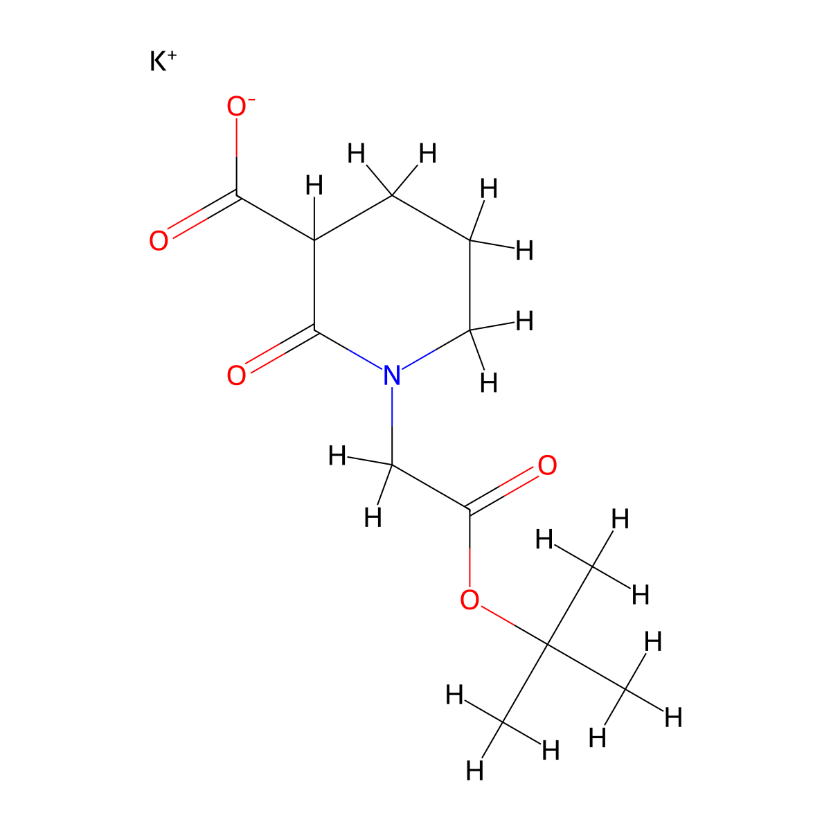 Potassium1-[2-(tert-butoxy)-2-oxoethyl]-2-oxopiperidine-3-carboxylate molecular structure, CAS 2413896-08-7