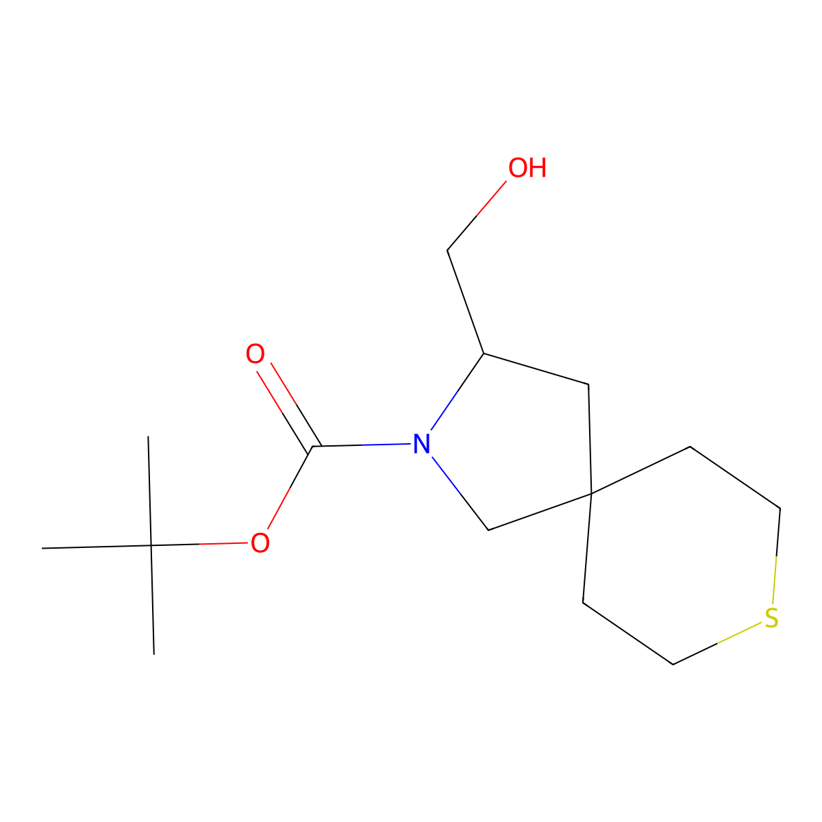 Tert-butyl 3-(hydroxymethyl)-8-thia-2-azaspiro[4.5]decane-2-carboxylate molecular structure, CAS 2413896-14-5