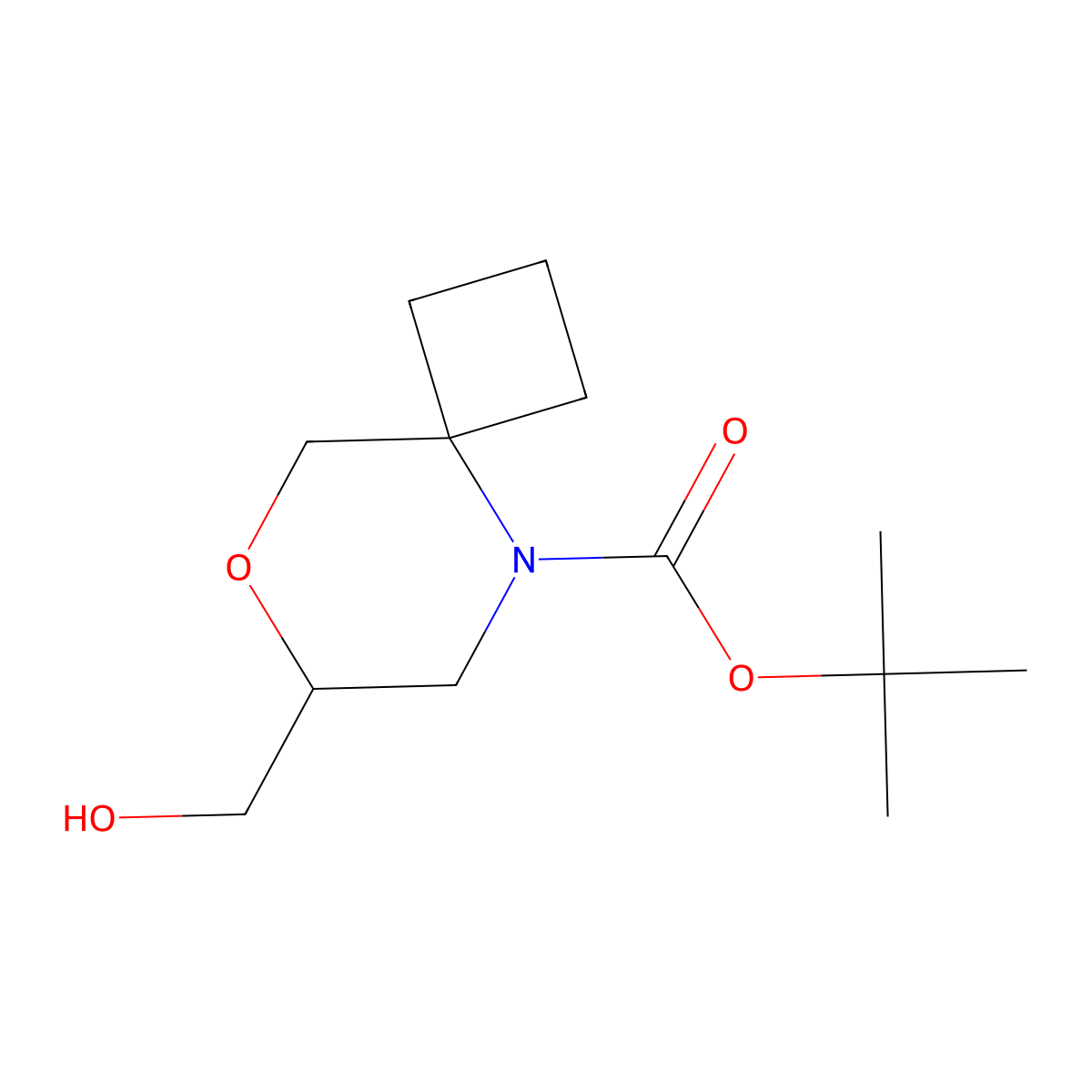 tert-Butyl 7-(hydroxymethyl)-8-oxa-5-azaspiro[3.5]nonane-5-carboxylate molecular structure, CAS 2413896-19-0