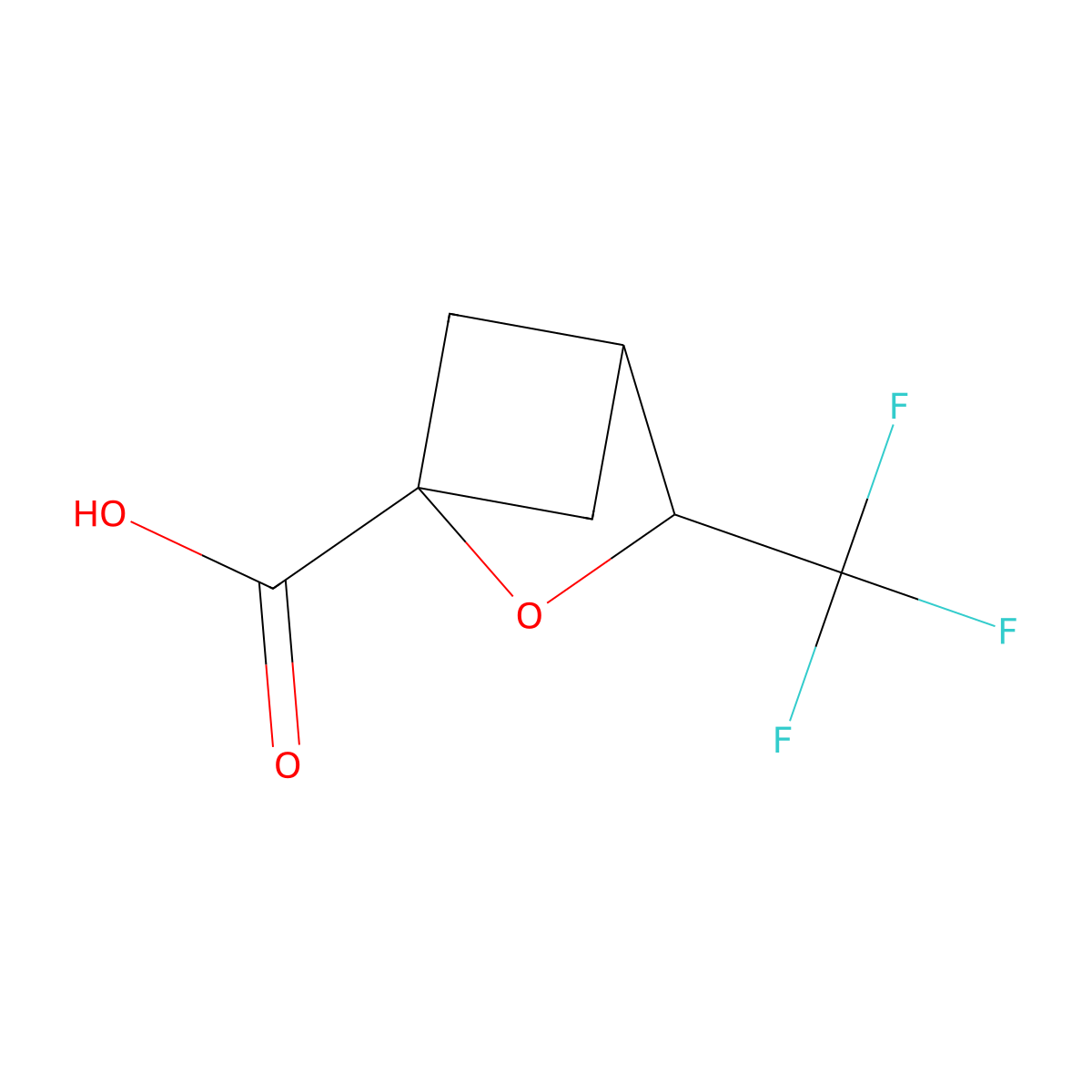 3-(Trifluoromethyl)-2-oxabicyclo[2.1.1]hexane-1-carboxylic acid molecular structure, CAS 2413896-21-4