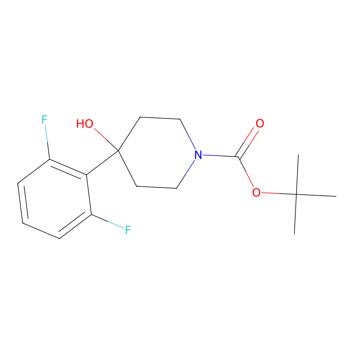 Tert-butyl 4-(2,6-difluorophenyl)-4-hydroxypiperidine-1-carboxylate molecular structure, CAS 2413896-27-0