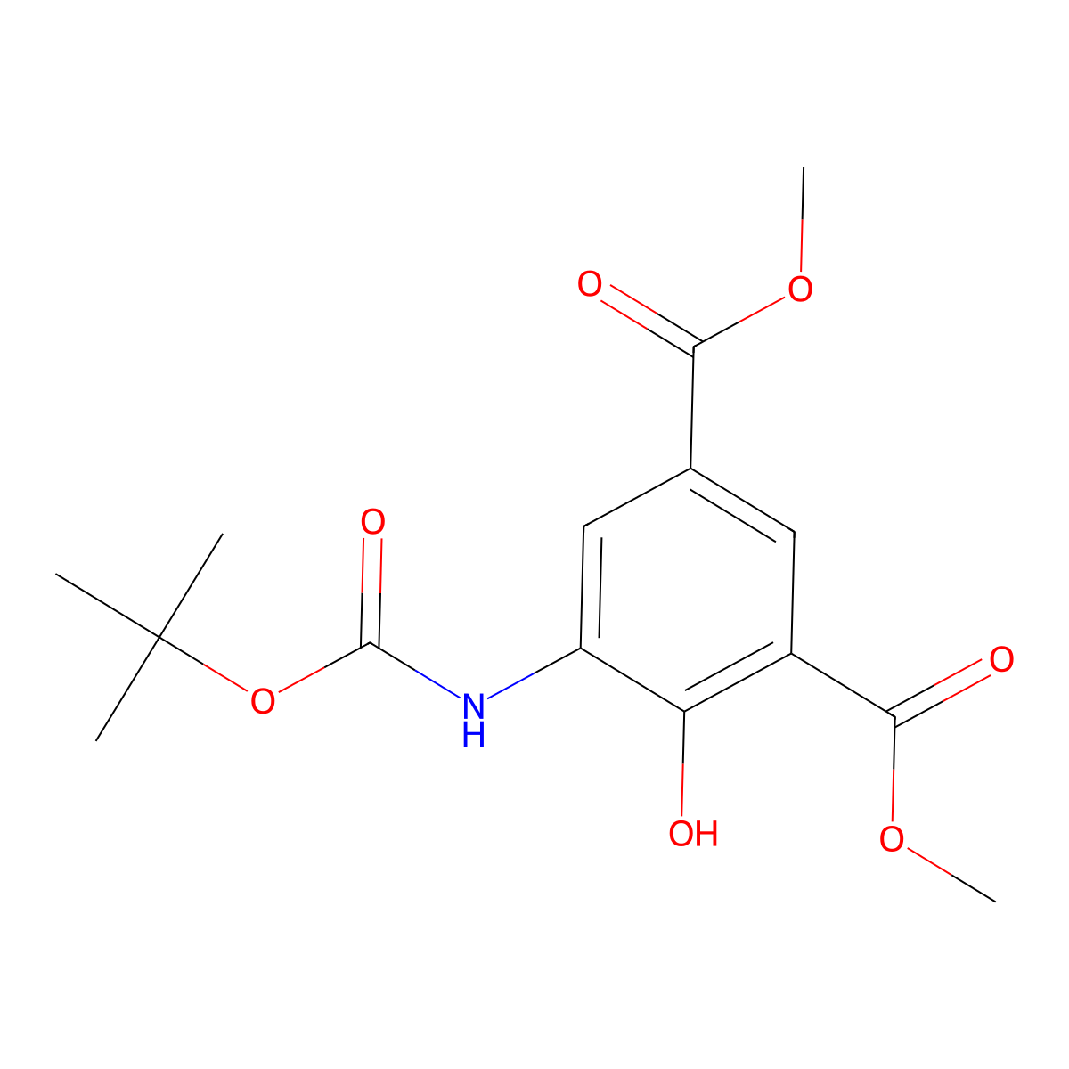 1,3-Dimethyl 5-{[(tert-butoxy)carbonyl]amino}-4-hydroxybenzene-1,3-dicarboxylate molecular structure, CAS 2413896-30-5