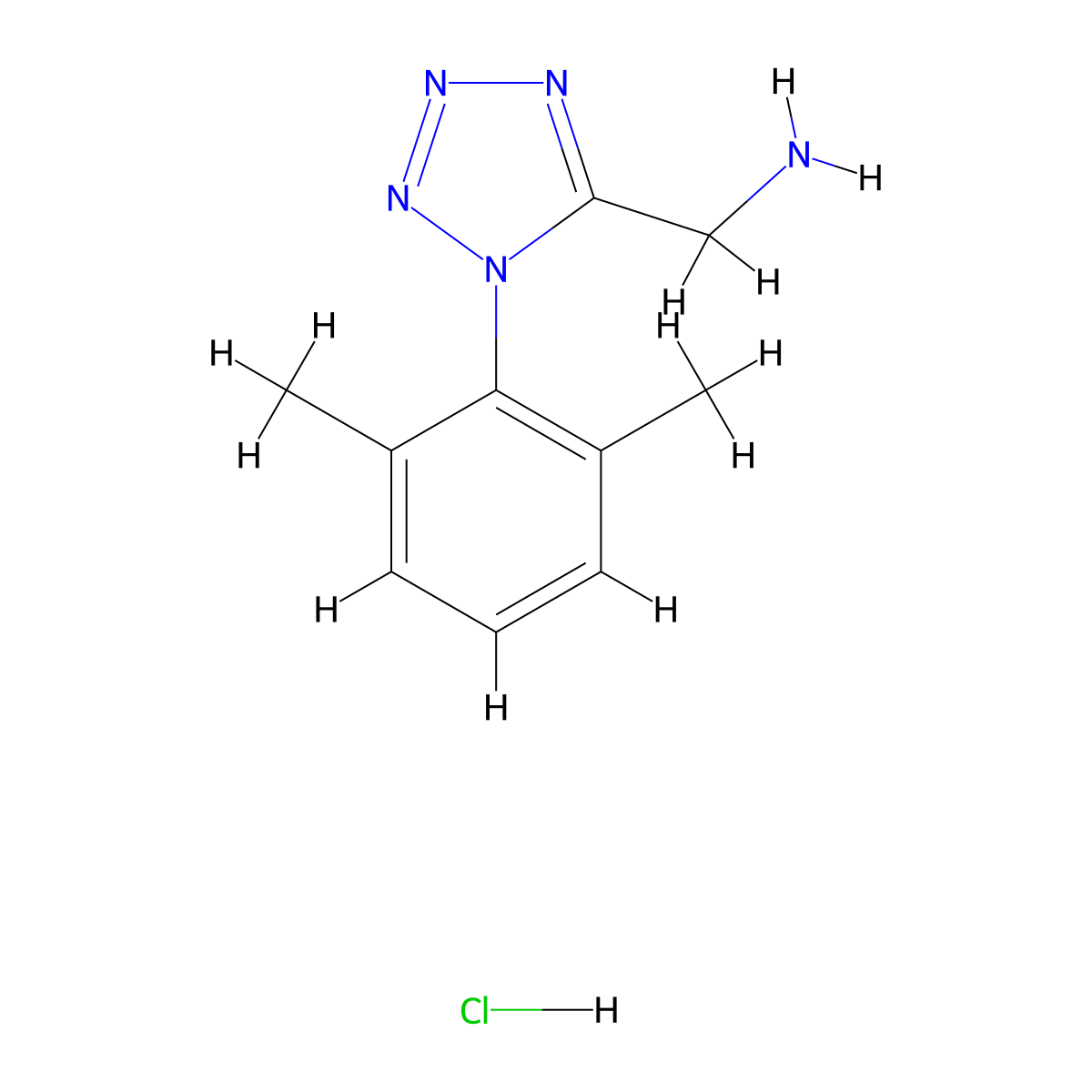 1-[1-(2,6-dimethylphenyl)-1H-1,2,3,4-tetrazol-5-yl]methanamine hydrochloride molecular structure, CAS 2413896-34-9