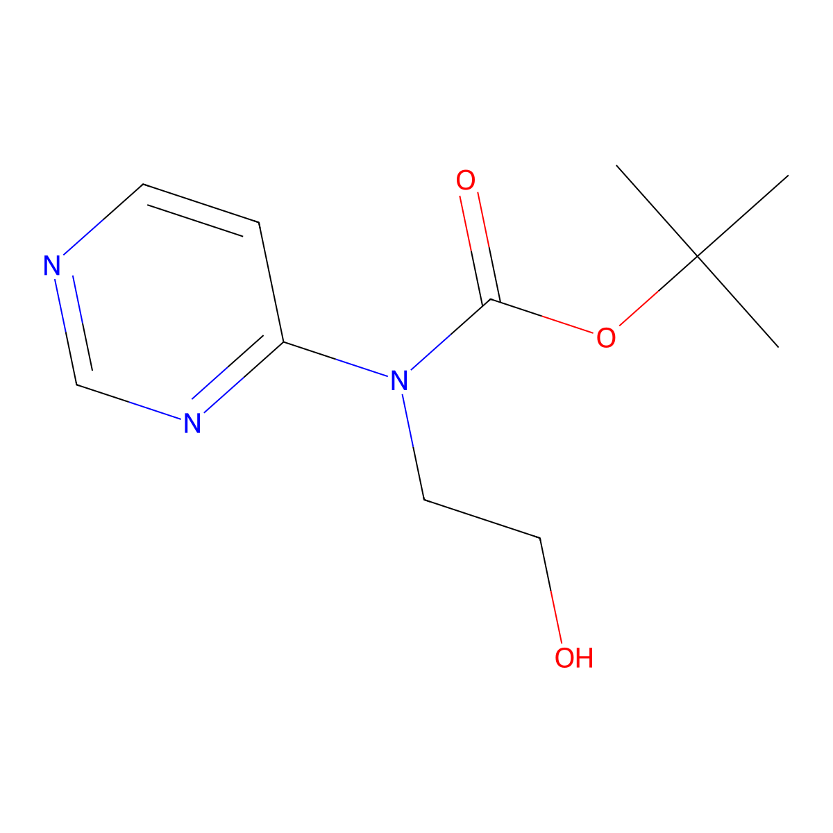 tert-butyl N-(2-hydroxyethyl)-N-(pyrimidin-4-yl)carbamate molecular structure, CAS 2413896-46-3