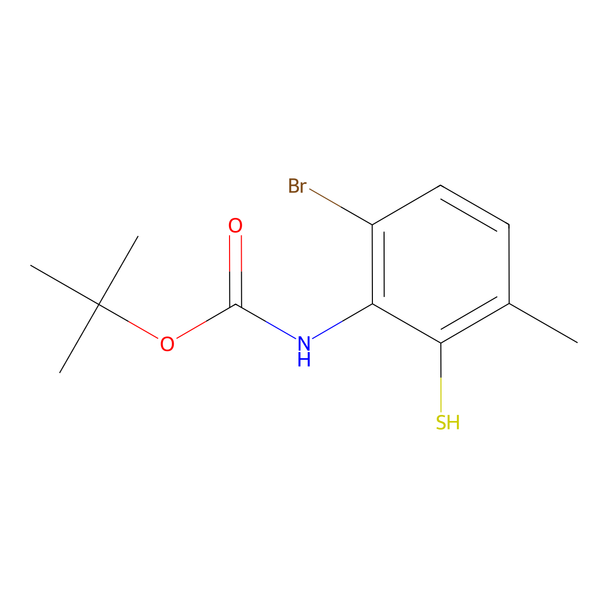 tert-butyl N-(6-bromo-3-methyl-2-sulfanylphenyl)carbamate molecular structure, CAS 2413896-48-5