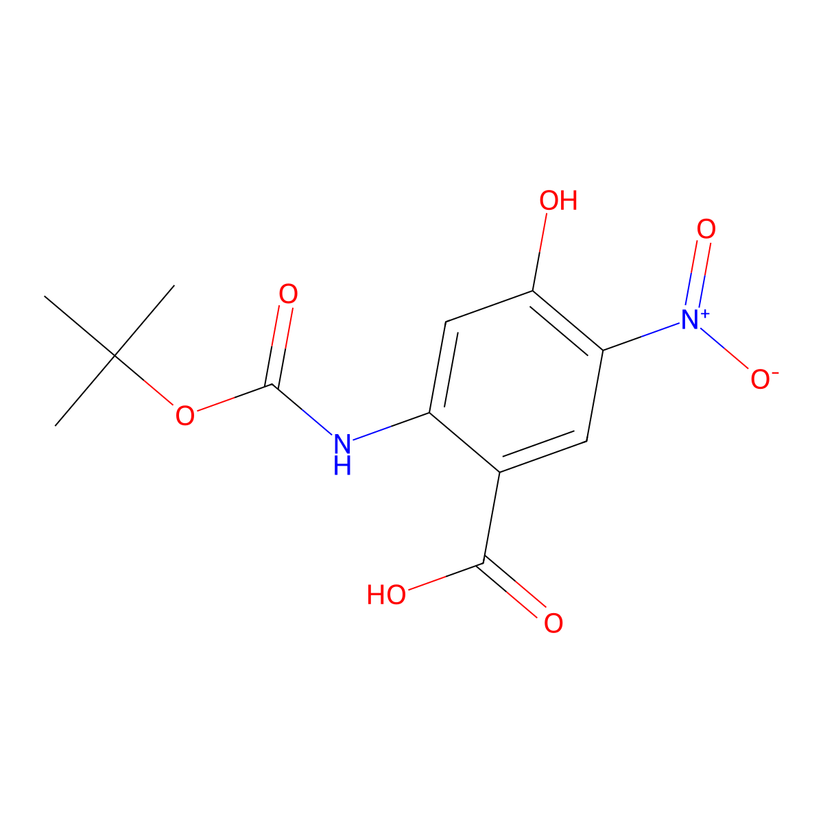 2-{[(Tert-butoxy)carbonyl]amino}-4-hydroxy-5-nitrobenzoic acid molecular structure, CAS 2413896-66-7