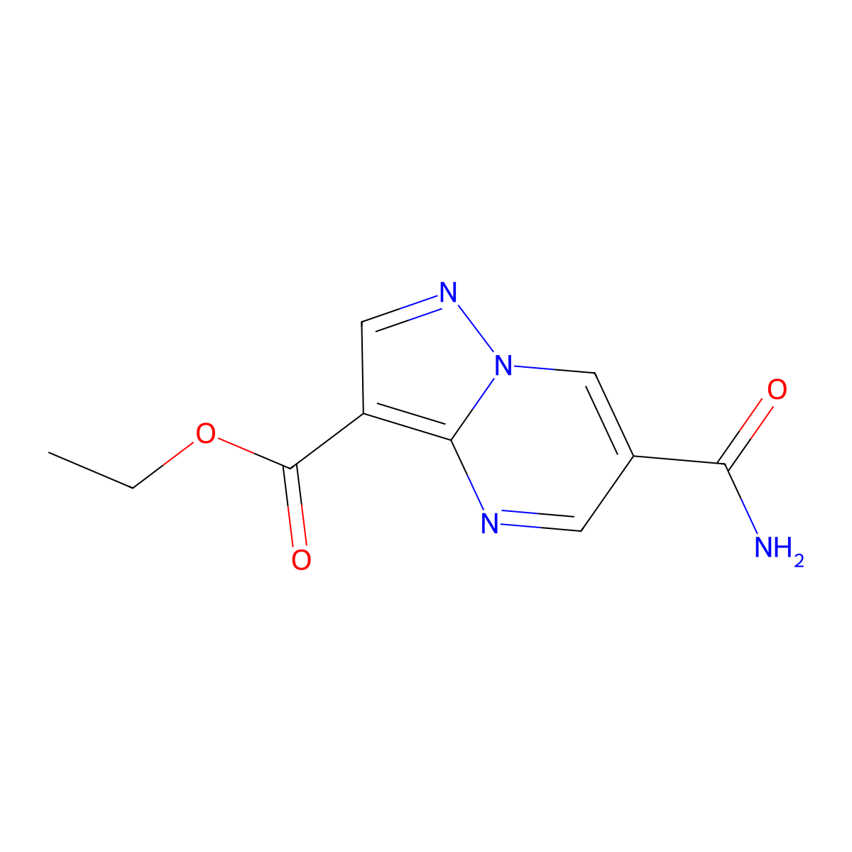Ethyl 6-carbamoylpyrazolo[1,5-a]pyrimidine-3-carboxylate molecular structure, CAS 2413896-71-4
